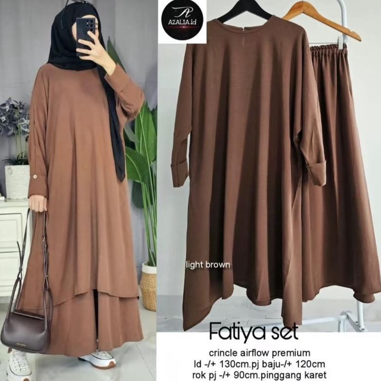 HOT PGMT - Fatiya Indira Long Set Tunik XL Ld 110cm XXL Ld 130cm Rok One Set Wanita Bahan Crinkle Ai