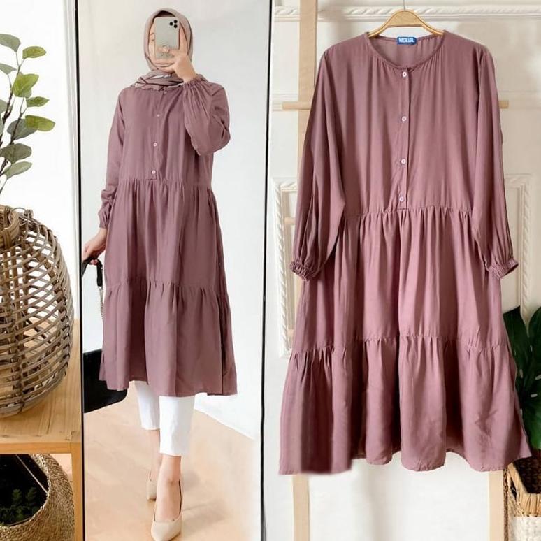 BEST DEALS ZYVA TUNIK RAYON TWILL PREMIUM// TUNIK REMPEL SUSUN//SIZE MLXL