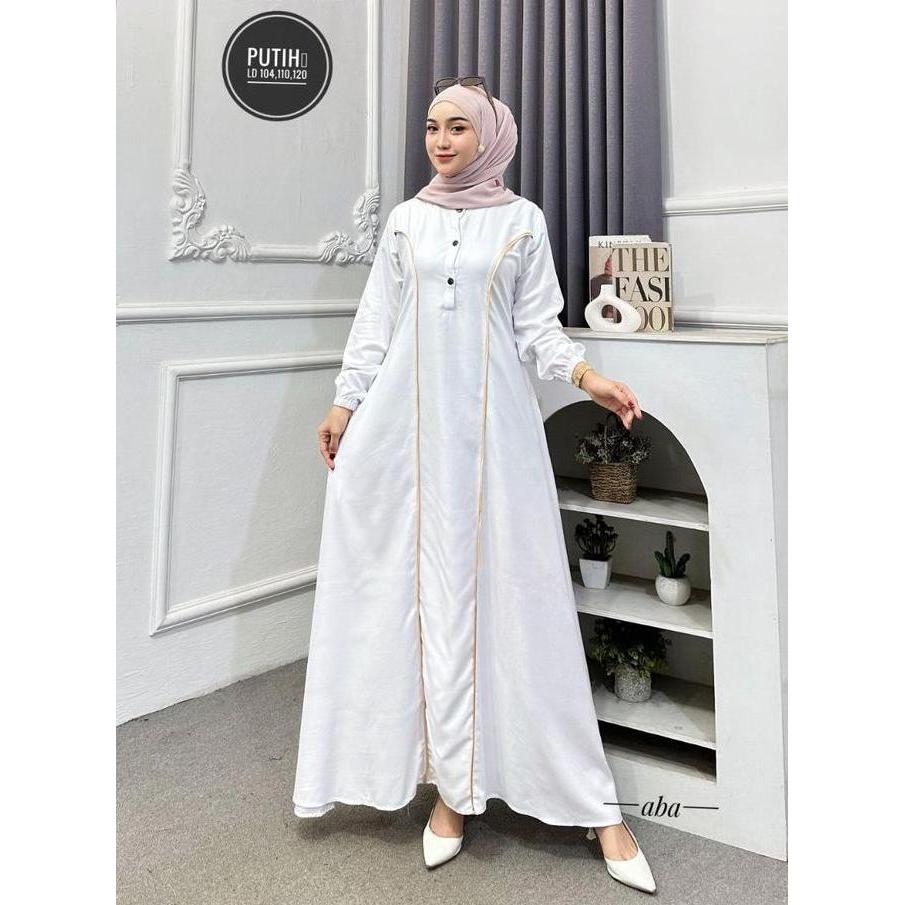 Nikmat Batik - Gamis twil ori gamis polos asesoris tali pita busui kancing depan bisa COD seINDONESI