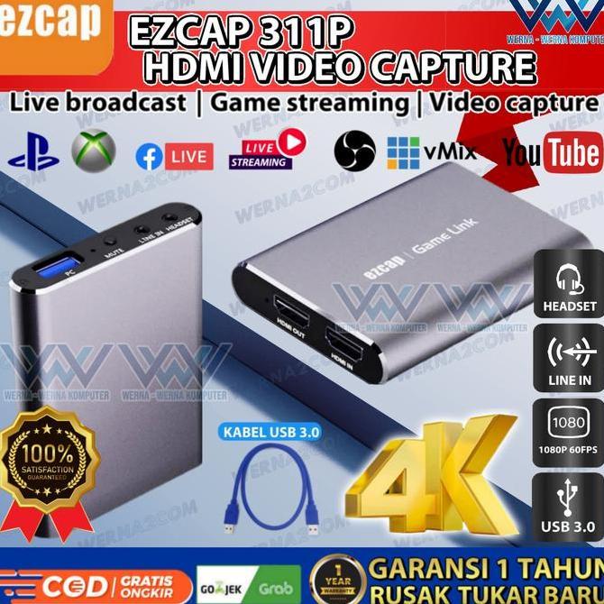 Ezcap 311P Hdmi Video Capture Live Streaming 4K 1080P60 Mic Audio Terbaik