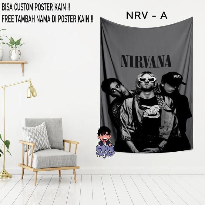 POSTER KAIN NIRVANA - Hiasan dinding nirvana - pajangan dinding nirvana - dekorasi dinding kamar nir