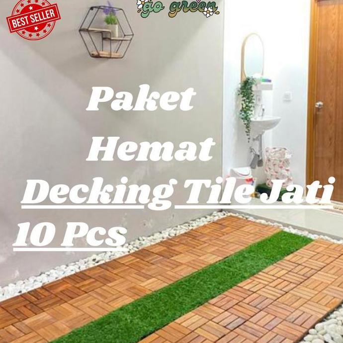 limenshayara - paket bundling 10 pcs decking tile - decking tile kayu jati - decking tile rumput sin