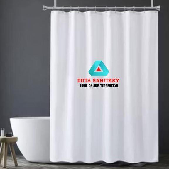 Shower Curtain 180x180 textile/Shower Curtain kain 180cm/ Korden putih