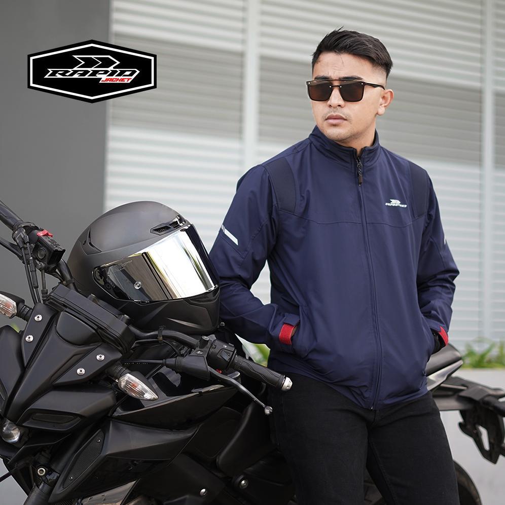 Jaket motor riding RAPID SKYLINE pria parasit premium jacket reflektif