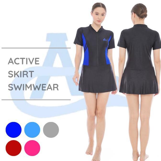 Baju Renang Wanita Dewasa Rok Diving Lengan Pendek Big Size Jumbo LD 120 Active Sports