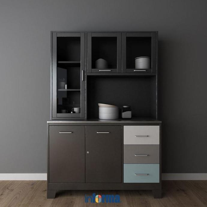 Informa Sky Set Kabinet Dapur Metal - Hitam Kitchen Cabinet Lemari Kabinet Serbaa Furniture Indoor D