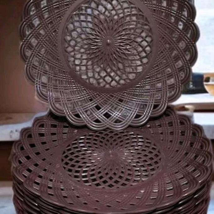 Why99- Piring Rotan Plastik 24Pcs , Piring Plastik Cantik , Piring Plastik , Piring Rotan Plastik Ce