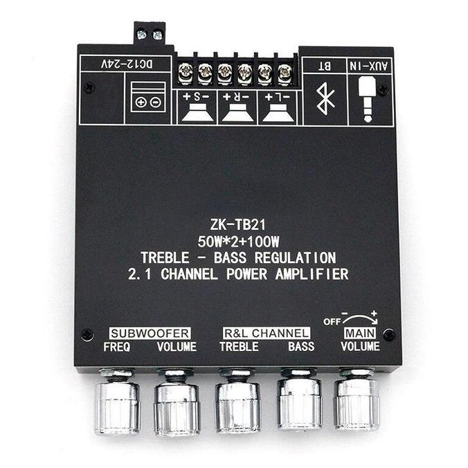 Zk-Tb21 Tpa3116D2 Bluetooth 5.0 Penguat Subwoofer Papan 50Wx2 + 100W 2.1 Channel Power Audio Penguat