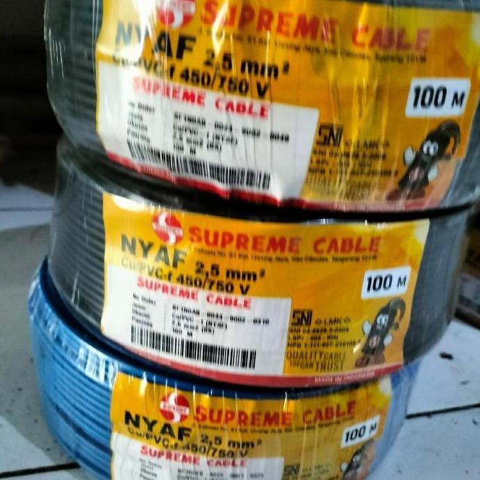 Promo Kabel NYAF 2.5 mm Supreme NYAF 1 x 2.5 mm per Roll 100 meter Hitam Biru Merah Kuning Hijau Ser