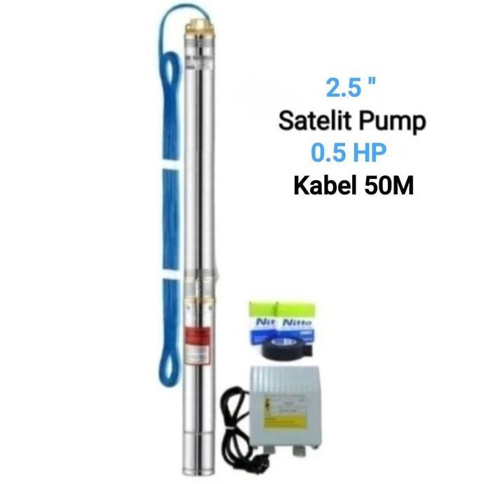 NEW Pompa Air Satelit Submersible Pump Nasional MC 2,5 Inch + Kabel biru include