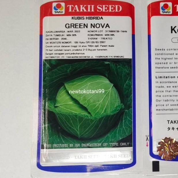 TERBARU - benih kol kubis hibrida GREEN NOVA 20 ML kubis dari TAKII seed kubis green nova