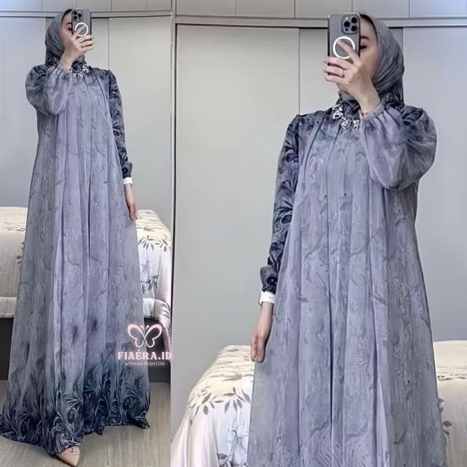 Termurah / Hot Sale Fiara.Id - Set Gamis Mahlini || Gamis Free Hijab Bahan Ceruty Babydoll Premium M