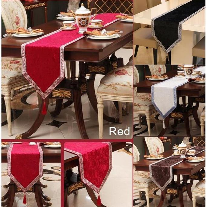 TERBARU - table runner panjang - Bed Runner Bludru Suede Mewah 250 cm - Hitam