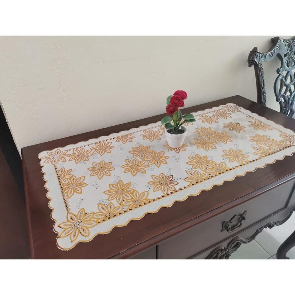 FREE ONGKIR TAPLAK MEJA RUANG TAMU MURAH ANTI AIR / TAPLAK MEJA EMAS GOLD / TAPLAK MEJA LEBARAN / TA