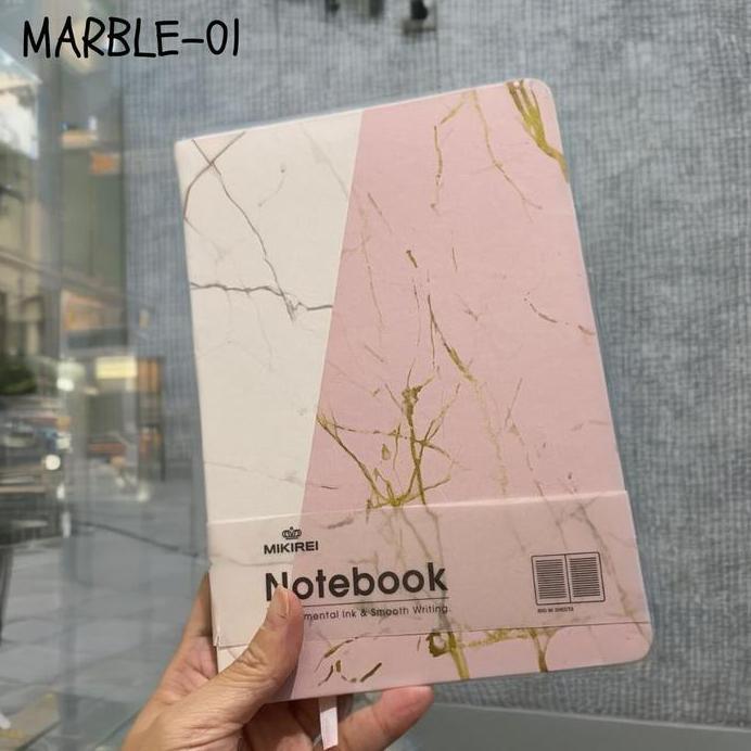 MIKIREI Pink Marble Series Hardcover Diary Buku Note Book Planner A5 Ruled Diary Travel Journal