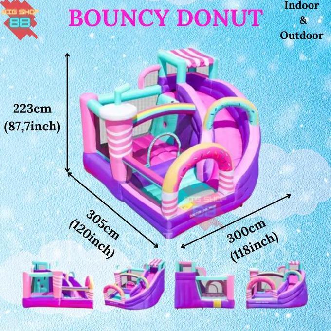 Mainan Anak Rumah Istana Balon Bouncy Jumping Castle Donut Playground