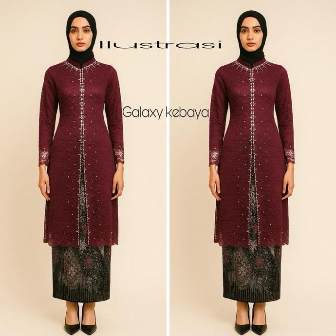 KEBAYA DANIA /KEBAYA SHANGHAI PAYET FULL FURING /KEBAYA PAYET Baju Brokat Tunik Panjang