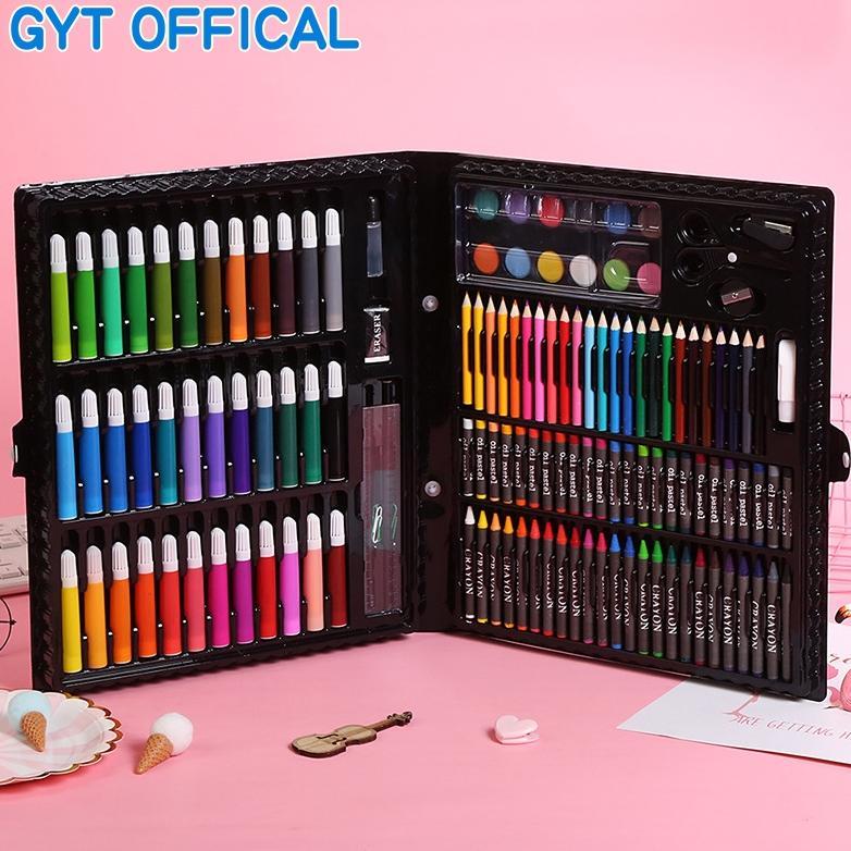 NEW DEALS GYT Set pena cat 150 anak kuas cat air krayon lilin tongkat alat lukis set perlengkapan se