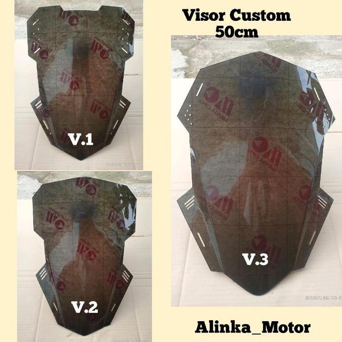 WINDSHIELD/VISOR CUSTOM 50CM VISOR MOTOR ALL MOTOR TANPA BREKET VISOR MODIFIKASI VERZA VIXION CB150 