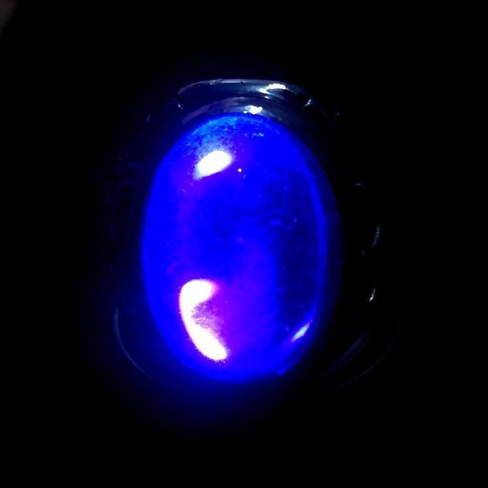 Cincin Hitam Batu Akik Safir Wulung Hitam Pekat Tembus Biru Crystal