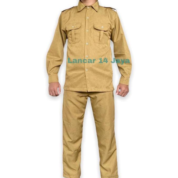 Keki Kekii Pria Lengan Panjang Keki Coklat Tua Coklat Muda