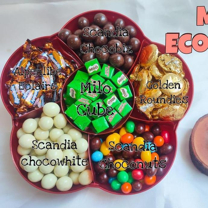paket coklat lebaran toples skat 6 cokelat delfi milo cube scandia mix