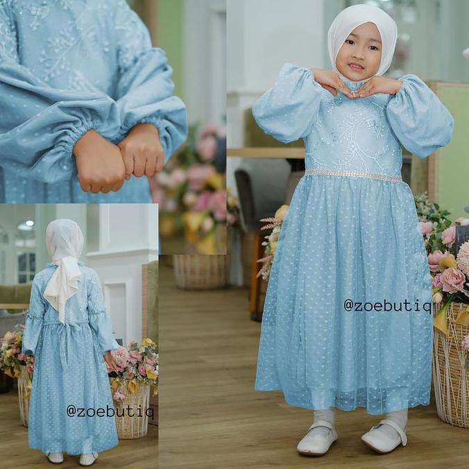 Gamis Anak Perempuan Lebaran 2022 Model Gamis Terbaru Mewah Elegan Kekinian Kondangan Tile Dot Balit