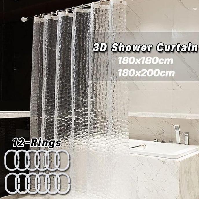 Tirai Kamar Mandi Anti Air 180x200CM / 3D Tirai Mandi Tirai / Tirai Shower Curtain / Tirai Kamar Man