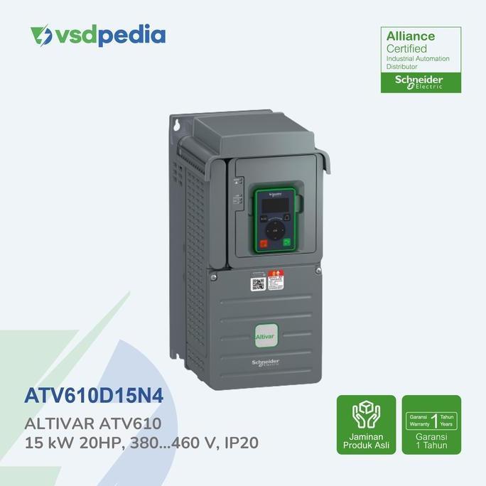 Murah Schneider Altivar Atv610 Inverter Vsd Vfd 15Kw 20Hp 380-460Vac 3Ph Ip20 Atv610D15N4