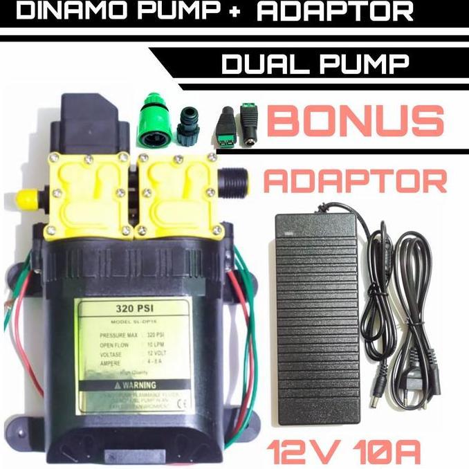 Dinamo Pump Pompa Air Dc 12V 320 Psi Dan Adaptor 12V 10A Flow 10 Lpm Restock