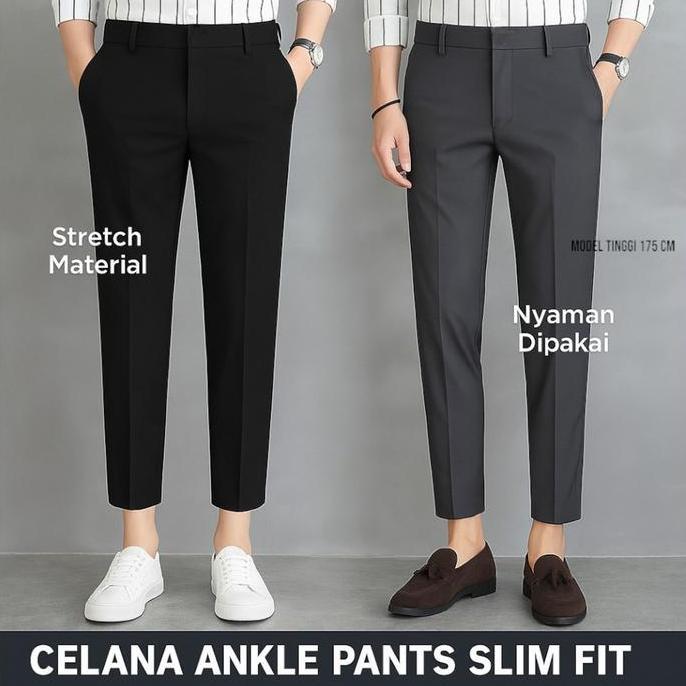 Termurah / Hot Sale Nds Coleksen Ankle Pants Celana Panjang Casual Nyaman Melar Varian Slim Fit Form