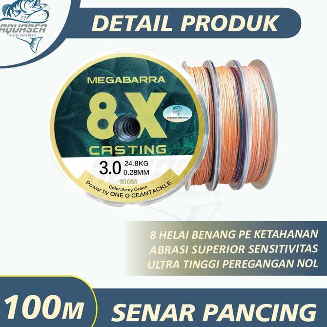 Sakanatsuri- Aquasea - Tali Pancing Megabarra 100Meter Japan Pe Nilon 8X 100M 8 Helai Strengthen 45,