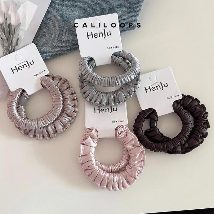 Caliloops 1 Set 2 Pcs Ikat Karet Rambut Scrunchies Wanita Korean Style Rixa