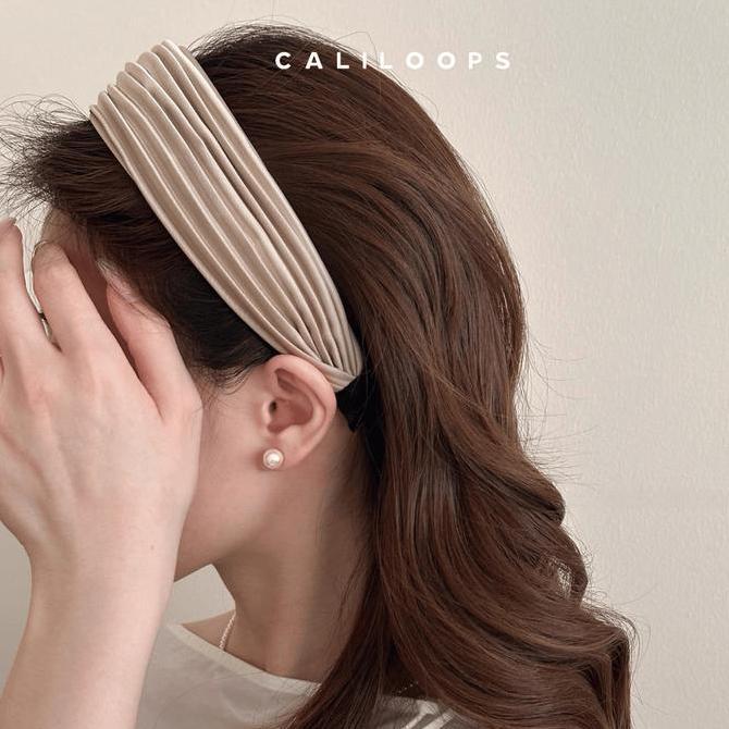 Caliloops Bando Rambut Bandana Lebar Garis Wanita Korean Style Nailin