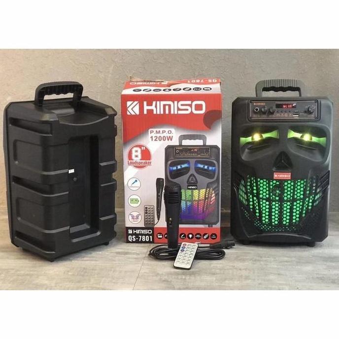 SPEAKER BLUETOOTH PROTABLE KIMISO 8 INCH QS-7801 LED PLUS MIC