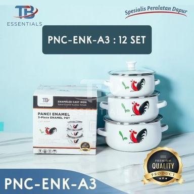 new panci enamel susun panci 3 & 5 susun panci tutup kaca atau tutup enamel ori tb essiancial