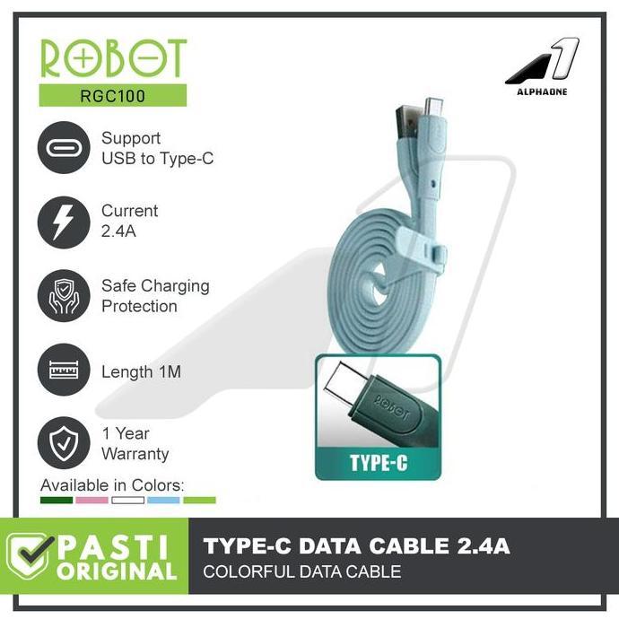 Robot Kabel Data Type C Rgc100 Kabel Charger Casan Hp Quick Charge
