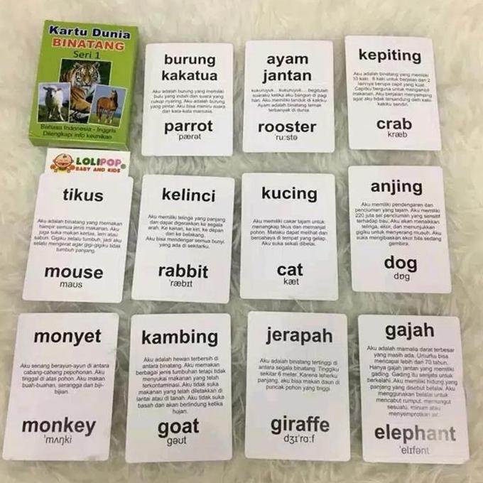 Kartu Binatang Seri 1 Flash Card Bayi Murah Hewan - Mainan Edukasi Ana