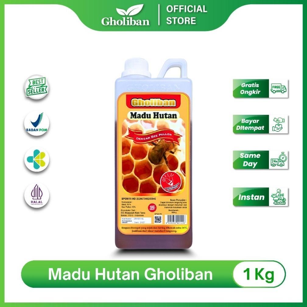 (Terbaru) Gholiban Madu Hutan KLM Plus Bee Pollen 1kg Madu Multimanfaat (Terlaris)