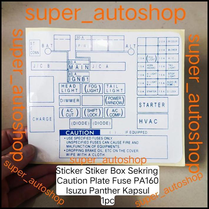 TERBARU STICKER BOX SEKRING CAUTION PLATE FUSE PA160 ISUZU PANTHER KAPSUL 1PC 