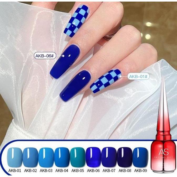 AS NAIL GEL POLISH AKB KLEIN BLUE SERIES 15mL KUTEK ANOTHER SEXY BIRU TUA MUDA