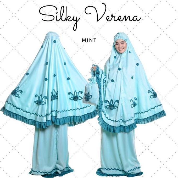mukena daily Silky VeRena Polos Bunga Dewasa Motif Nyaman Panjang Satin