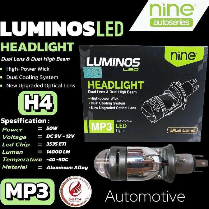 LAMPU LED MINI PROJECTOR ASLI LUMINOS LED H4 MP3 MINI HEAD LHT ORINAL ORI NINE