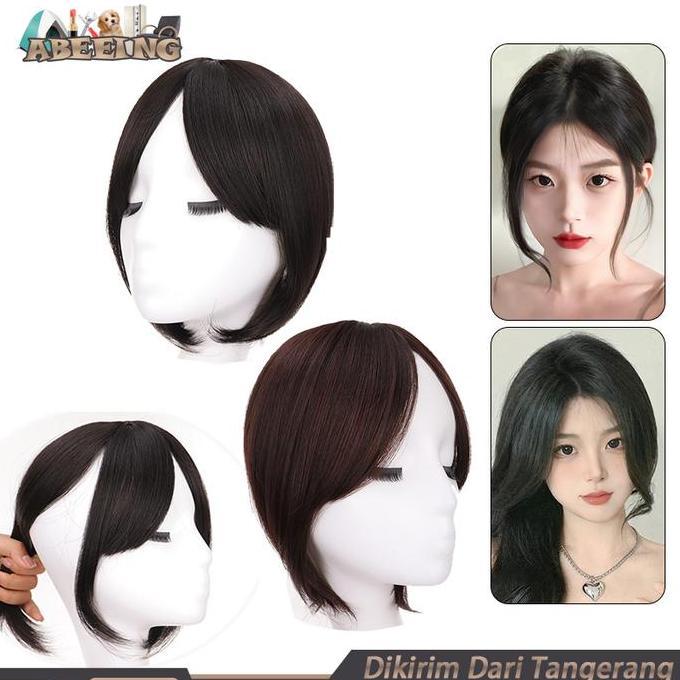 MALUKSHURE Poni Palsu Belah Tengah Penutup Botak Wanita Hair Clip Rambut Palsu