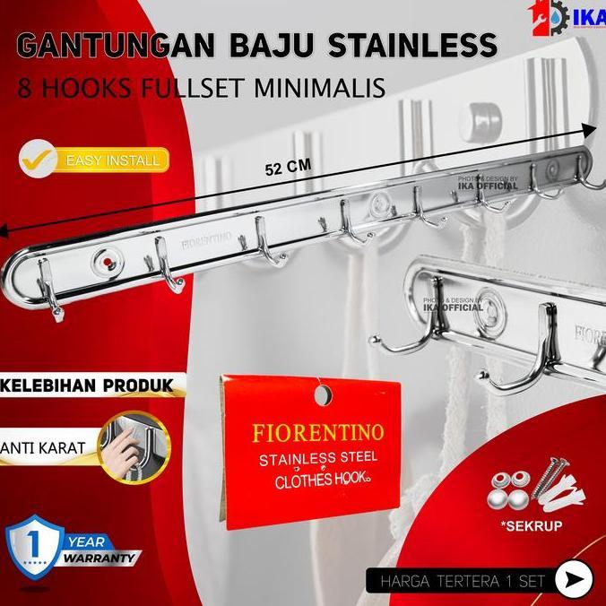 BOVANA Gantungan Baju jaket 8 KAITAN TERMURAH LUAR BIASA BAHAN STAINLESS