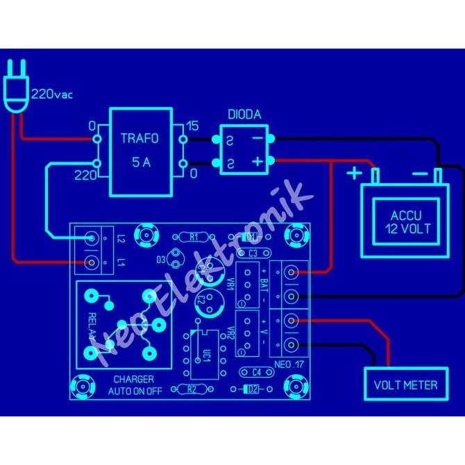 kit charger aki auto on off 12v - charger accu
