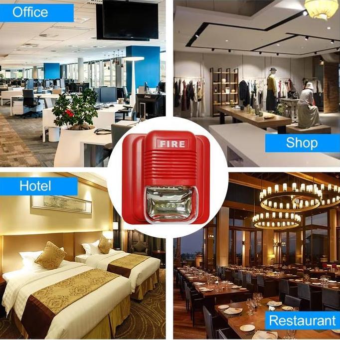 Alarm Kebakaran Alarm Rumah Sirine Fire Alarm Siren Horn Strobe Sound & Light Fire Alarm Kebakaran A