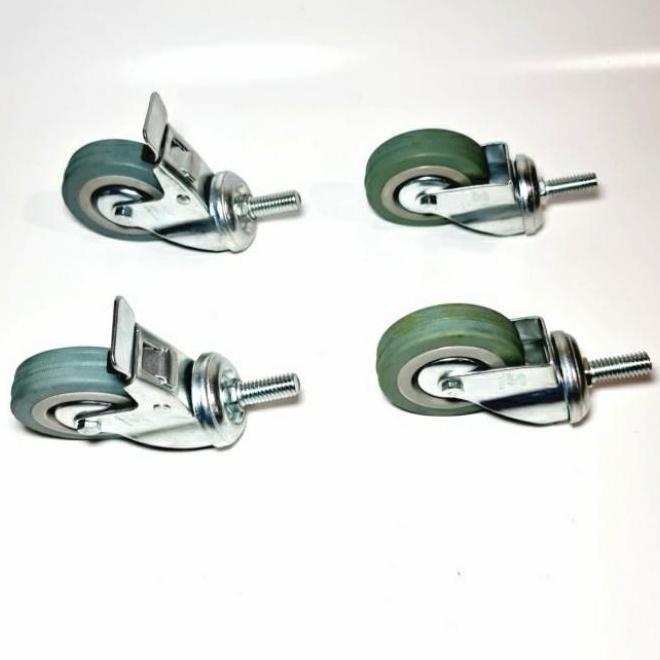 Murah Roda Karet Tusuk Drat Roda Troli Abu Abu 3 Inch ( 2Putar 2Rem)