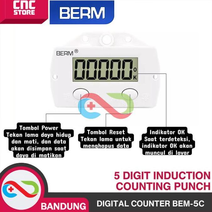 Murah Digital Counter 5 Digit Bem-5C  Induction Counting Punch Counter Metal Counter
