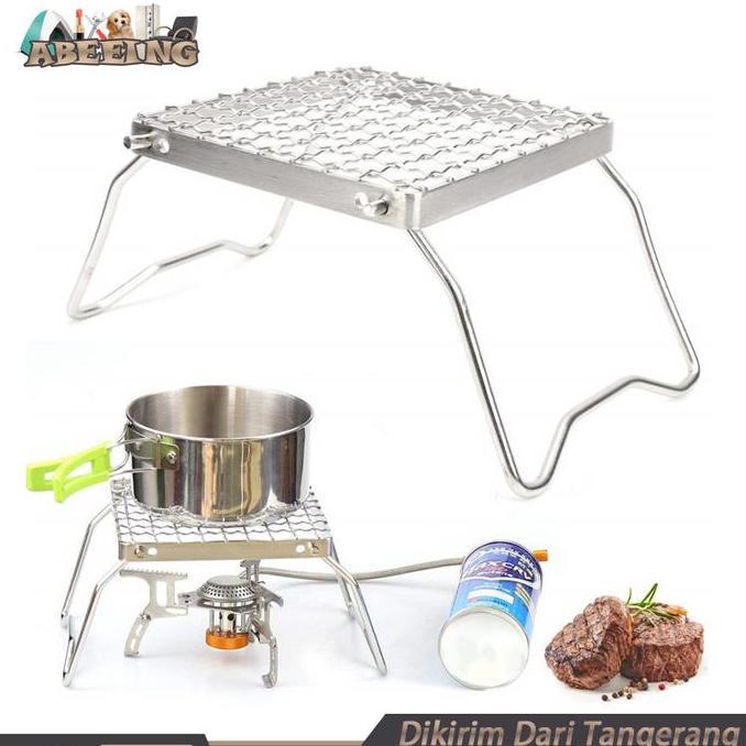 SYAUBAN Rak Kompor Camping Stainless Alat Masak Panggangan Camping Outdoor
